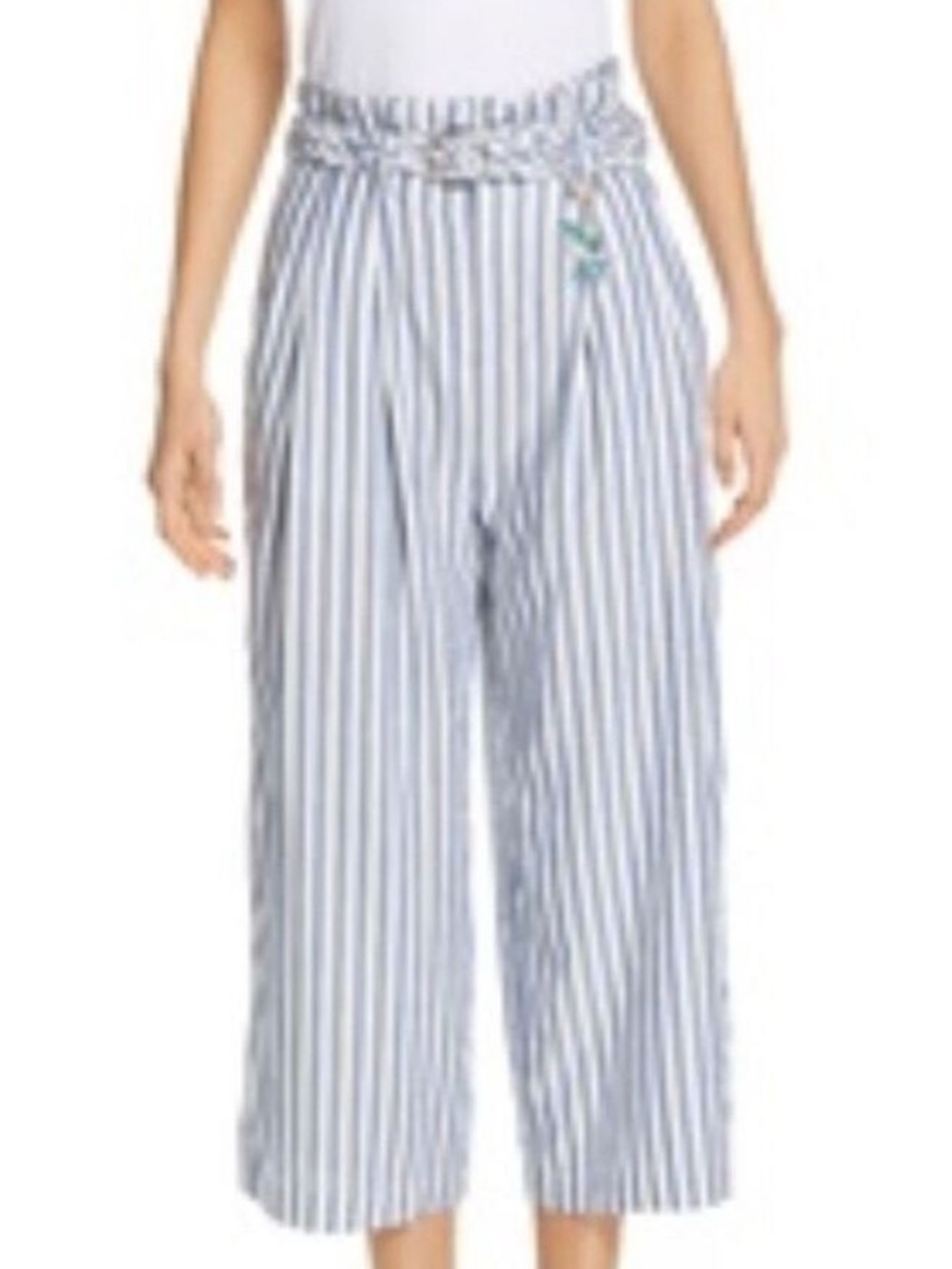 Ted Baker Blue and White Striped Cropped Pants Size 2
